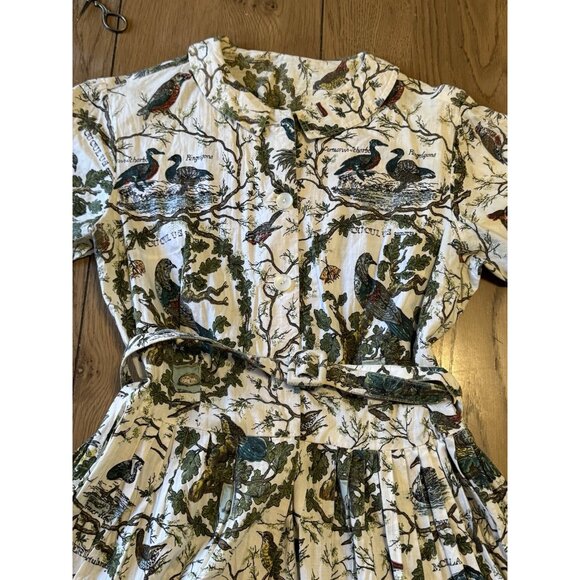 No Brand Short Sleeve Utility Dress Colorful Bird Pattern Women Sz Measured Read - Picture 6 of 16